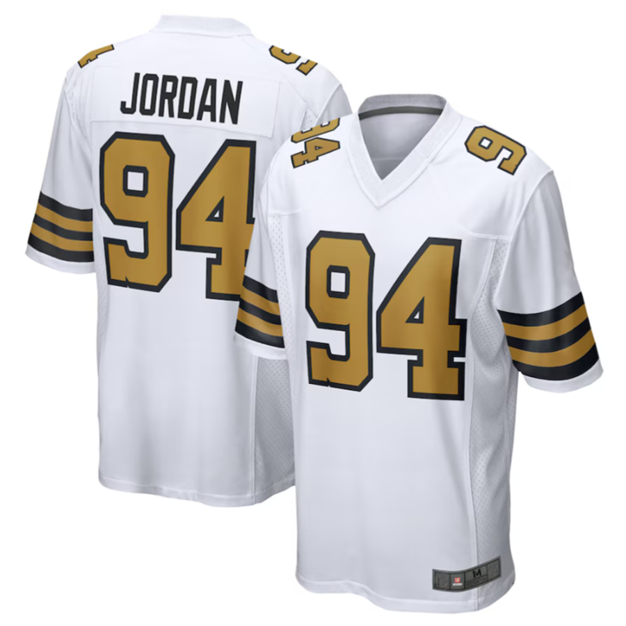 NO.Saints #94 Cameron Jordan Player White Alternate Game Football Jerseys football jersey product view 2