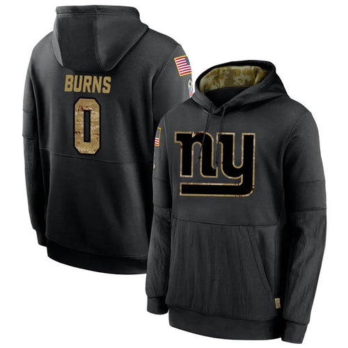 NY.Giants #0 Brian Burns Player Black Salute to Service Hoodies Football Jerseys football jersey product view 1