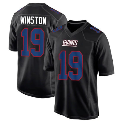NY.Giants #19 Jameis Winston Player Black Carbon Fashion Football Jerseys football jersey product view 1