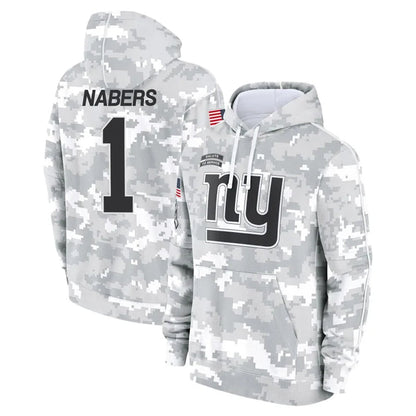 NY.Giants #1 Malik Nabers Player Black Salute to Service Hoodies Football Jerseys football jersey product view 1