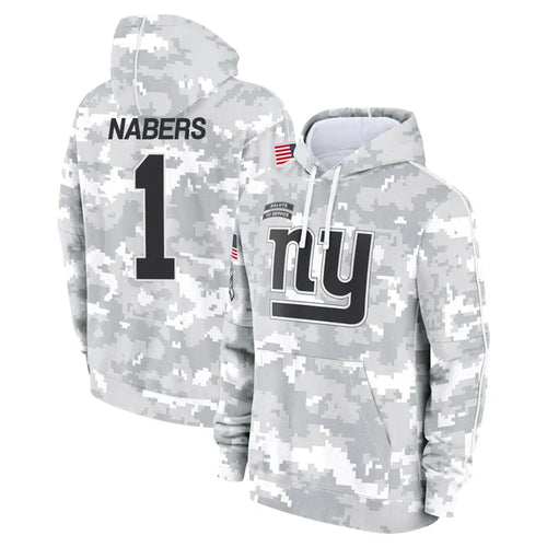 NY.Giants #1 Malik Nabers Player Black Salute to Service Hoodies Football Jerseys football jersey product view 1