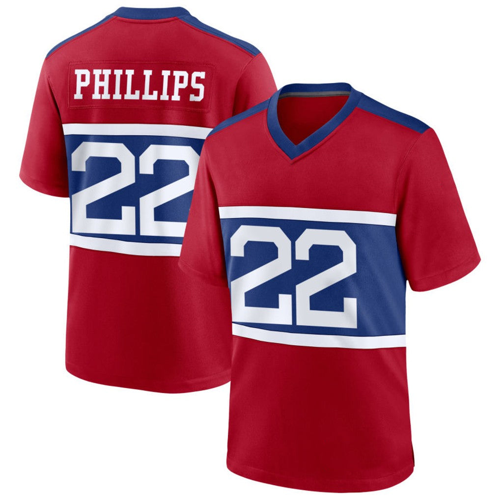 NY.Giants #22 Dru Phillips Player Red Home Game Football Jerseys football jersey product view 1