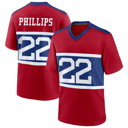 NY.Giants #22 Dru Phillips Player Red Home Game Football Jerseys football jersey product view 1