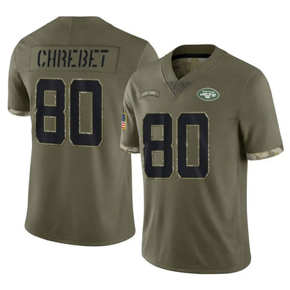 NY.Jets #80 Wayne Chrebet Player Salute To Service Olive Football Jerseys football jersey product view 1