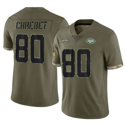 NY.Jets #80 Wayne Chrebet Player Salute To Service Olive Football Jerseys football jersey product view 1
