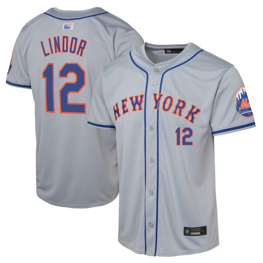 NY.Mets #12 Francisco Lindor Player Gray Road Limited Baseball Jerseys baseball jersey product view 1