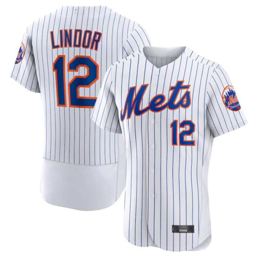 NY.Mets #12 Francisco Lindor White Home Elite Player Stitches Baseball Jerseys baseball jersey product view 1