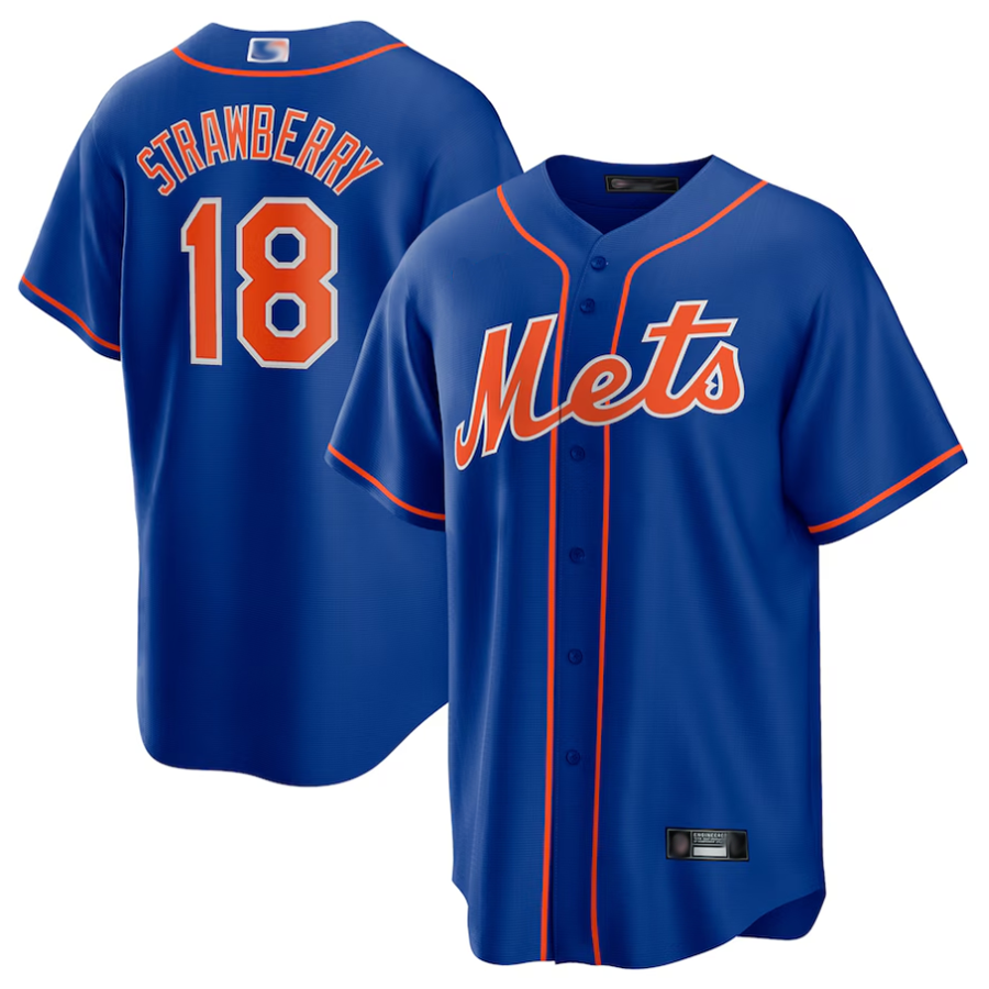 NY.Mets #18 Darryl Strawberry Player Royal Replica Baseball Jerseys baseball jersey product view 1