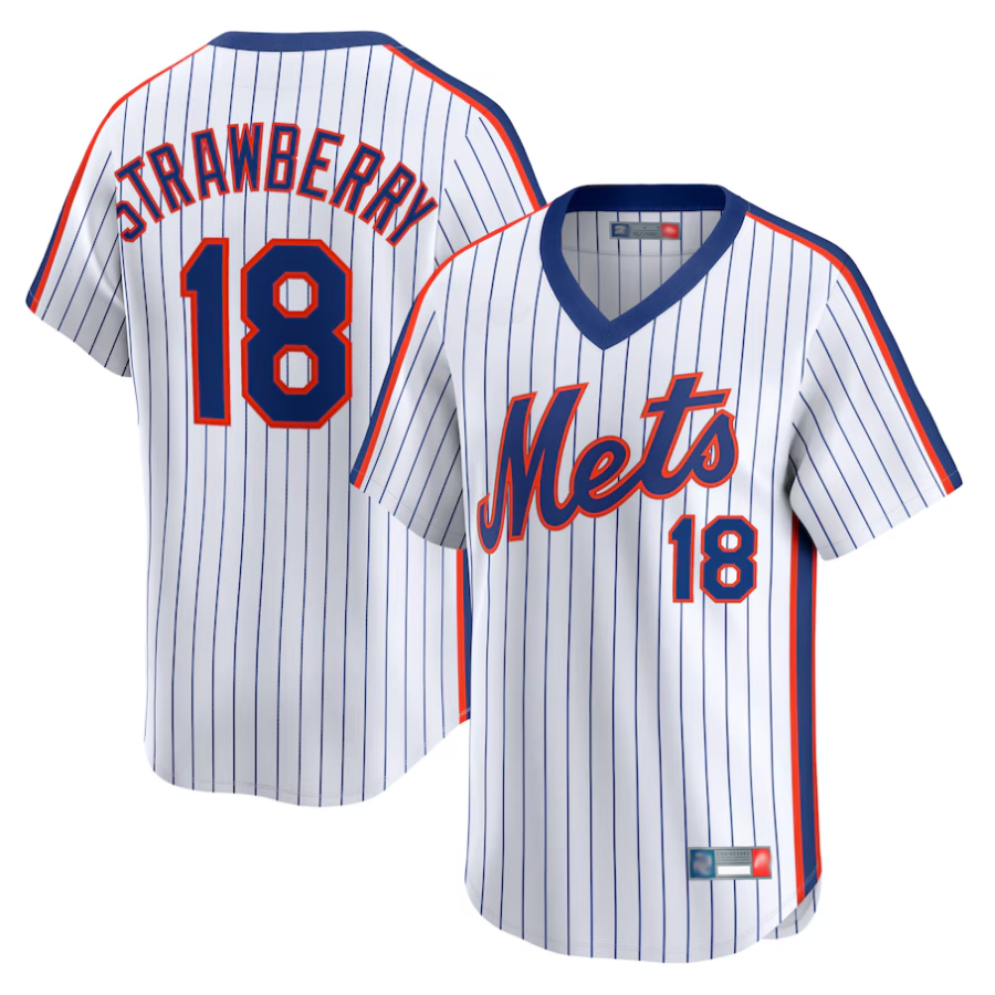 NY.Mets #18 Darryl Strawberry Player White Throwback Cooperstown Limited Baseball Jerseys baseball jersey product view 1