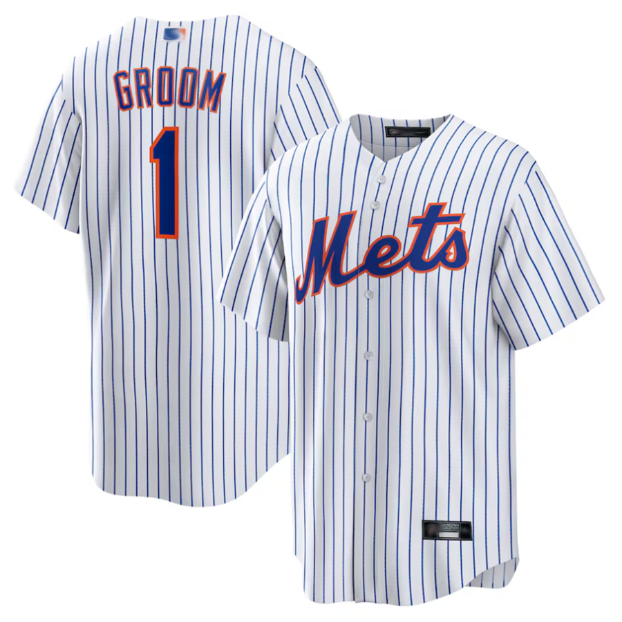NY.Mets #1 Groom Player White Home Replica Baseball Jerseys baseball jersey product view 1