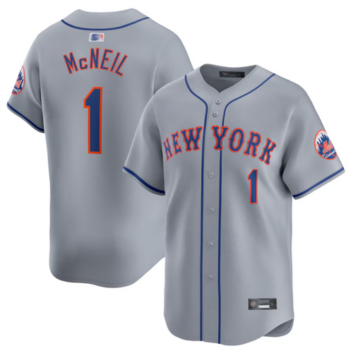NY.Mets #1 Jeff McNeil Player Gray Away Limited Baseball Jerseys baseball jersey product view 1