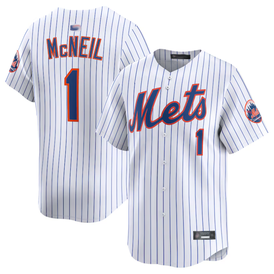 NY.Mets #1 Jeff McNeil Player White Limited Baseball Jerseys baseball jersey product view 1