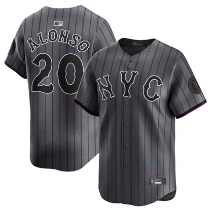 NY.Mets #20 Pete Alonso Gray City Connect Limited Player Baseball Jerseys baseball jersey product view 1