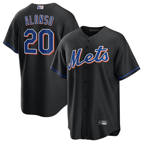 NY.Mets #20 Pete Alonso Player Black Home Replica Baseball Jerseys baseball jersey product view 1