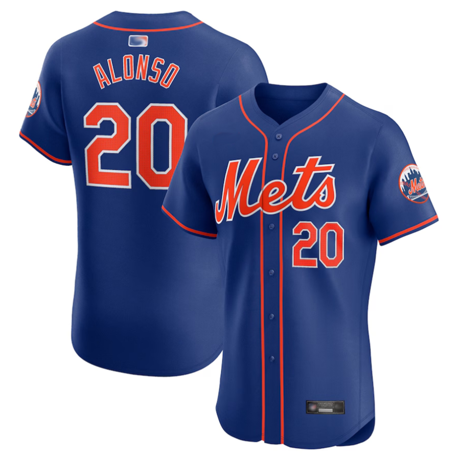 NY.Mets #20 Pete Alonso Player Royal Elite Baseball Jerseys baseball jersey product view 1