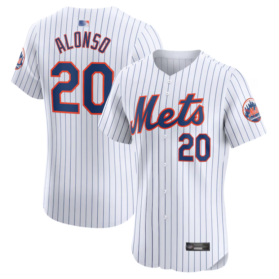 NY.Mets #20 Pete Alonso Player White Home Elite Baseball Jerseys baseball jersey product view 1