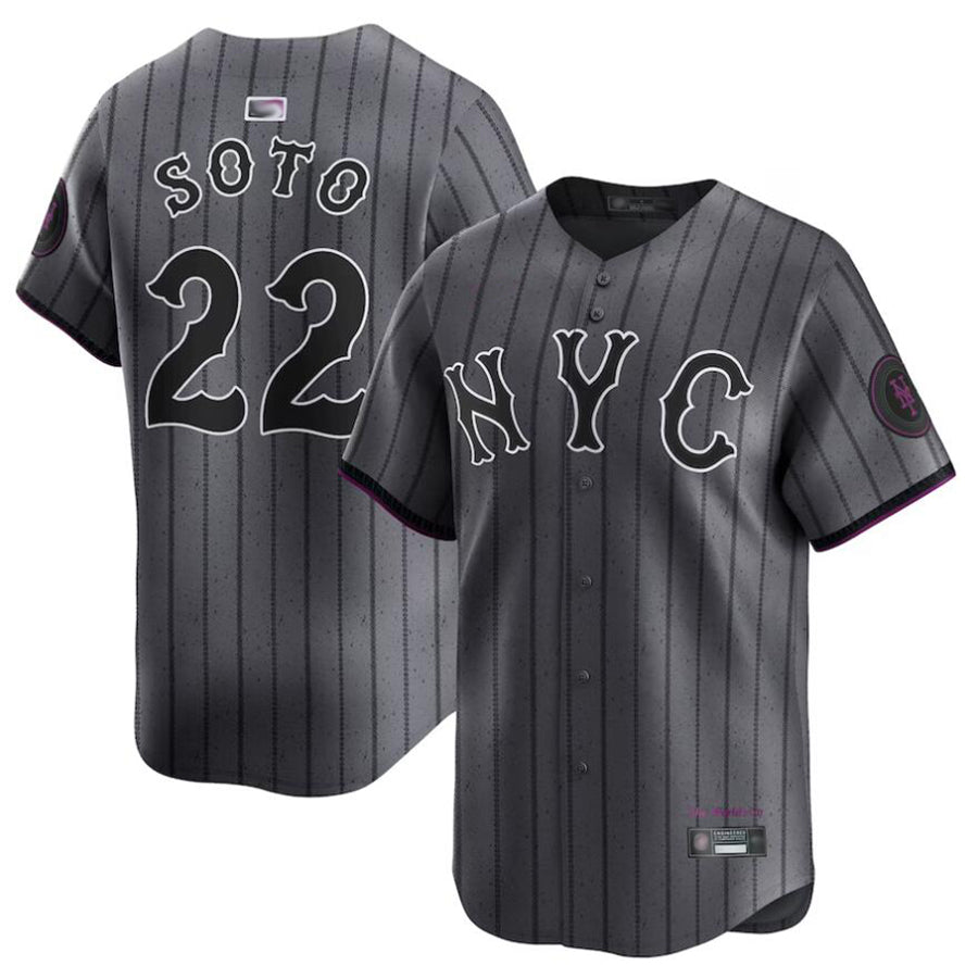 NY.Mets #22 Juan Soto Player Gray City Connect Limited Baseball Jerseys baseball jersey product view 1