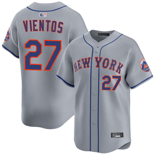 NY.Mets #27 Mark Vientos Player Gray Road Limited Baseball Jerseys baseball jersey product view 1