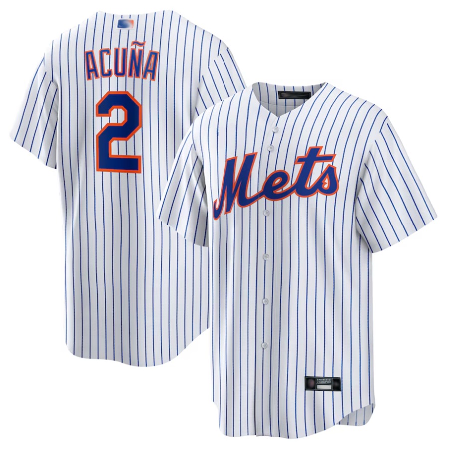 NY.Mets #2 Luisangel Acu?a Player White Home Replica Baseball Jerseys baseball jersey product view 1