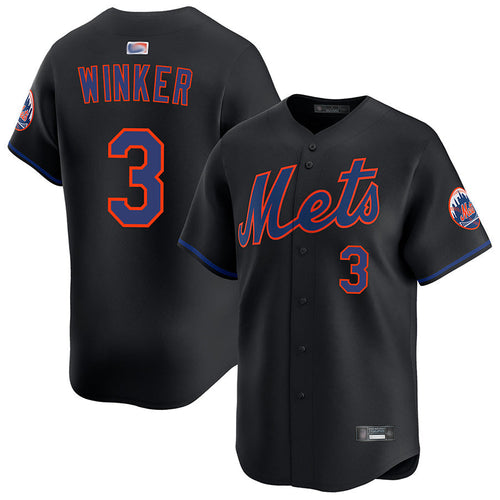 NY.Mets #3 Jesse Winker Player Black Home Limited Baseball Jerseys baseball jersey product view 1