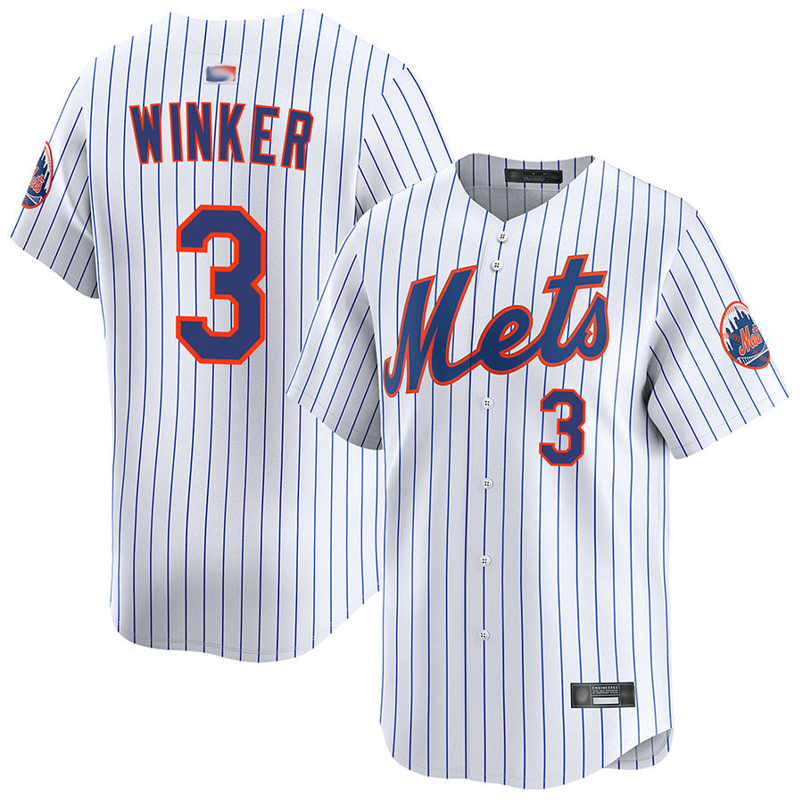 NY.Mets #3 Jesse Winker Player White Home Limited Baseball Jerseys baseball jersey product view 1