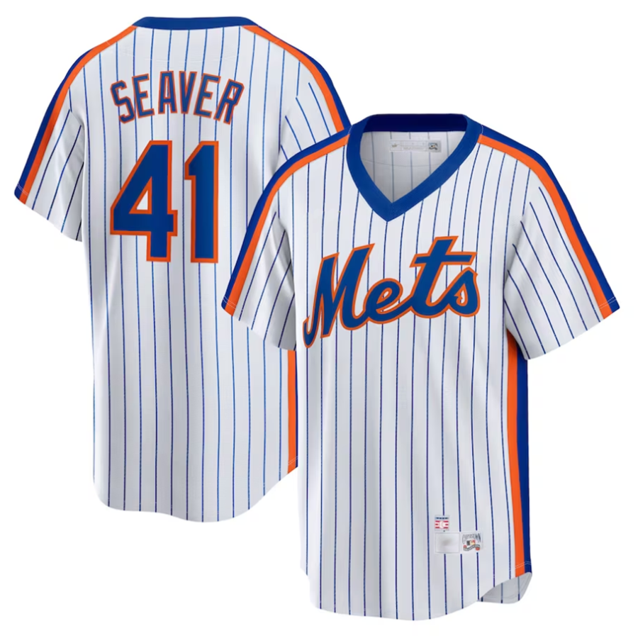NY.Mets #41 Tom Seaver Player White Home Cooperstown Baseball Jerseys baseball jersey product view 1