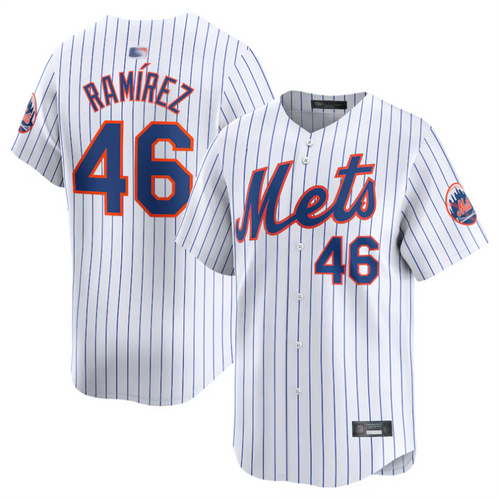 NY.Mets #46 Yohan Ramirez Player White Home Limited Baseball Jerseys baseball jersey product view 1