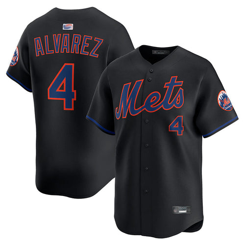 NY.Mets #4 Francisco Alvarez Player Black Home Limited Baseball Jerseys baseball jersey product view 1