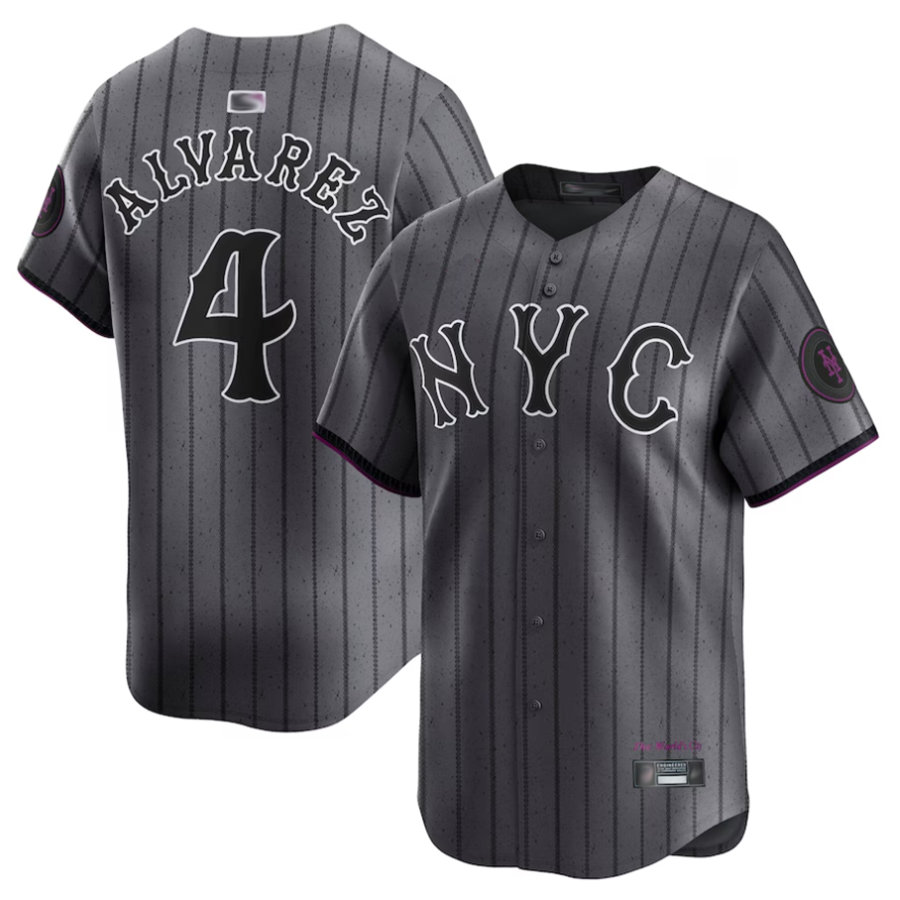 NY.Mets #4 Francisco Alvarez Player Gray City Connect Limited Baseball Jerseys baseball jersey product view 1
