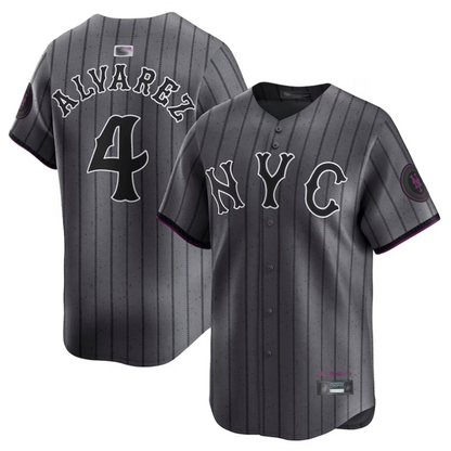 NY.Mets #4 Francisco Alvarez Player Gray City Connect Limited Baseball Jerseys baseball jersey product view 1
