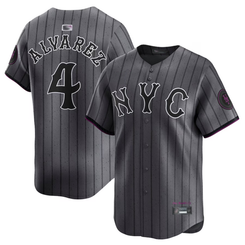 NY.Mets #4 Francisco Alvarez Player Gray City Connect Limited Baseball Jerseys baseball jersey product view 1