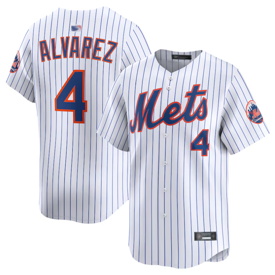 NY.Mets #4 Francisco Alvarez Player White Home Limited Baseball Jerseys baseball jersey product view 1