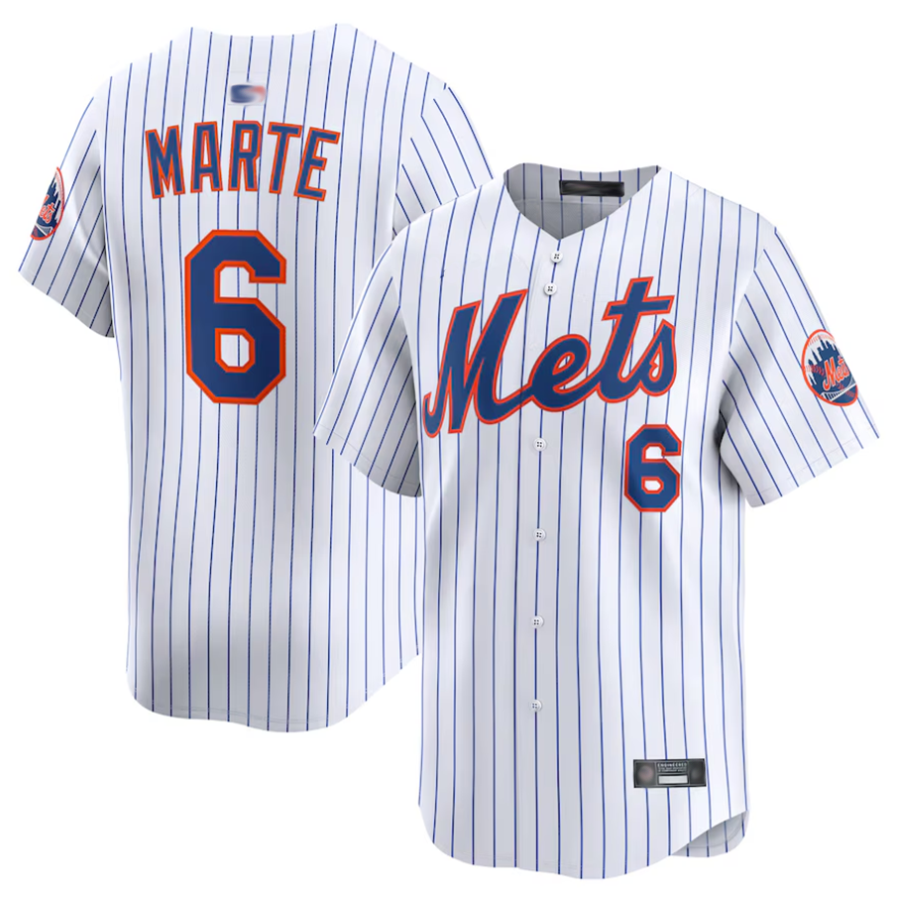 NY.Mets #6 Starling Marte Player White Limited Baseball Jerseys baseball jersey product view 1