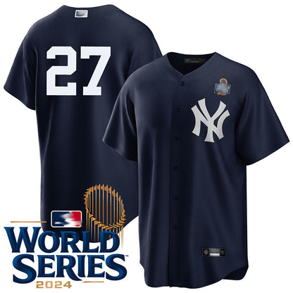 NY.Yankees #27 Giancarlo Stanton Player Navy Replica World Series Baseball Jerseys baseball jersey product view 1