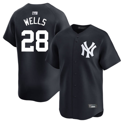 NY.Yankees #28 Austin Wells Playre Black Home Limited Baseball Jerseys baseball jersey product view 1
