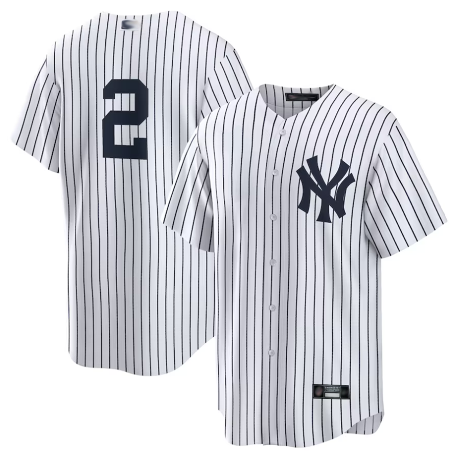 NY.Yankees #2 Derek Jeter Player White Replica Baseball Jerseys baseball jersey product view 1