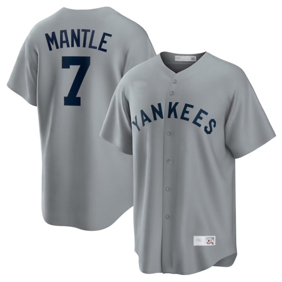 NY.Yankees #7 Mickey Mantle Player Gray Road Cooperstown Baseball Jerseys baseball jersey product view 1