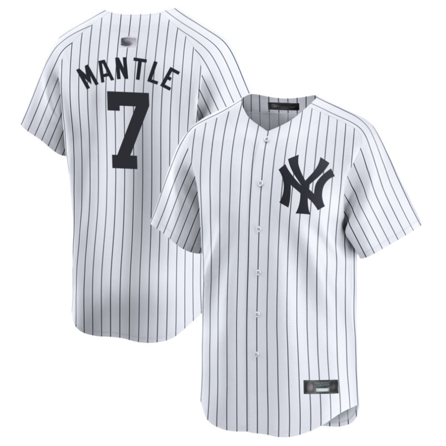 NY.Yankees #7 Mickey Mantle Player White Home Limited Baseball Jerseys baseball jersey product view 1