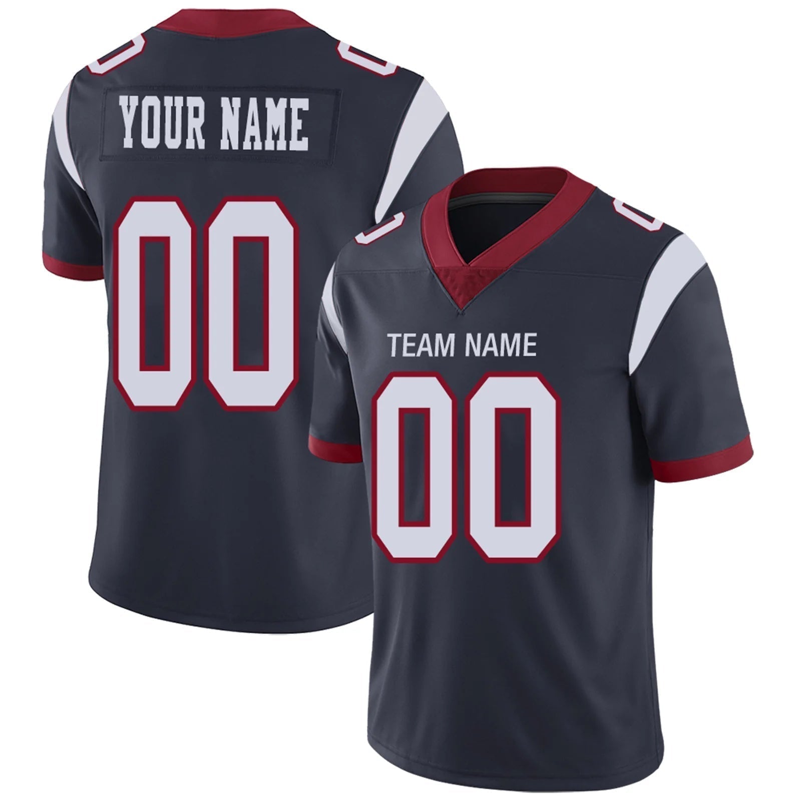 Custom H.Texans Navy Personalized Design Your Own Name and Number for Men Women Youth Jerseys football jersey product view 1