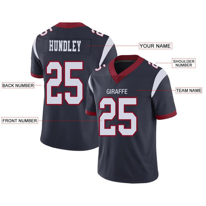 Custom H.Texans Navy Personalized Design Your Own Name and Number for Men Women Youth Jerseys football jersey product view 2