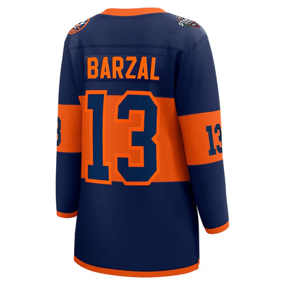 NY.Islanders #13 Mathew Barzal Supporters Player Game Jersey ¨C Navy Stitched American Hockey Jerseys hockey jersey product view 1