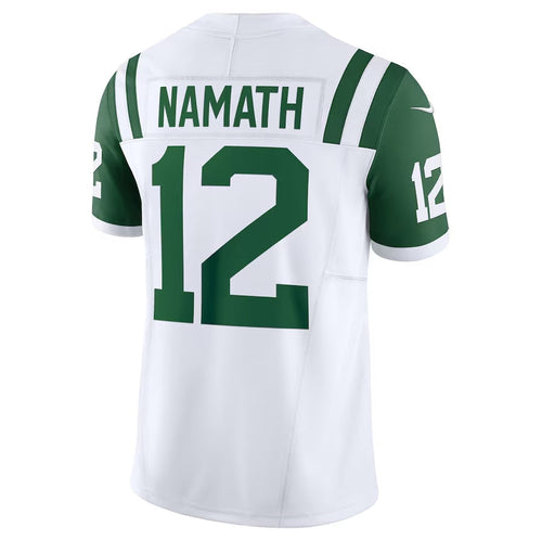 NY.Jets #12 Joe Namath Classic Alternate Vapor F.U.S.E. Retired Player Limited Jersey - White American Football Jerseys football jersey product view 1