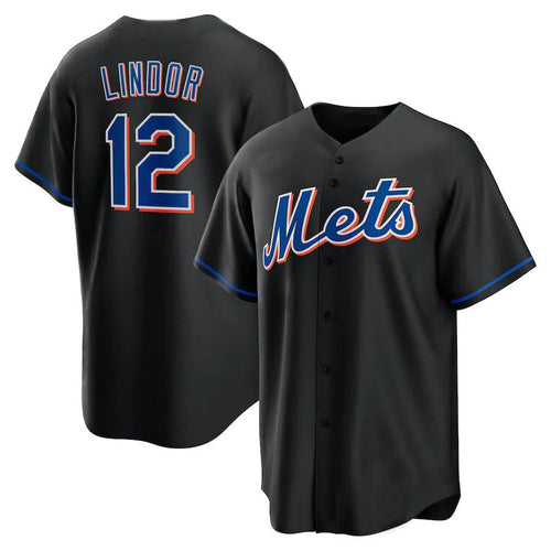 NY.Mets #12 Francisco Lindor Black Game Player Jersey Baseball Jerseys baseball jersey product view 1