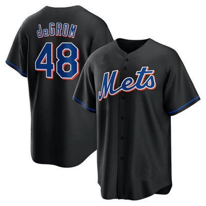NY.Mets #48 Jacob deGrom Black Player Game Jersey Stitched American Baseball Jerseys baseball jersey product view 1