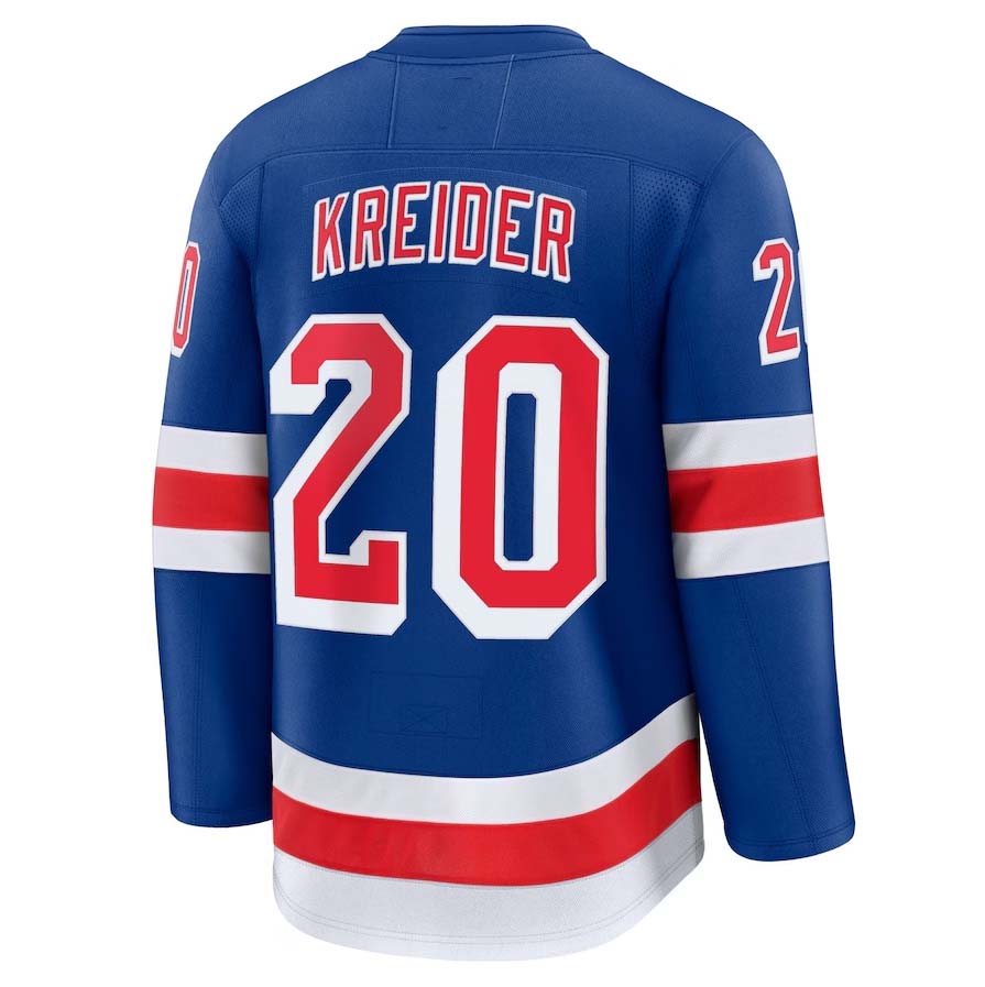 NY.Rangers #20 Chris Kreider Supporters Home Premium Player Jersey - Blue Stitched American Hockey Jerseys hockey jersey product view 1