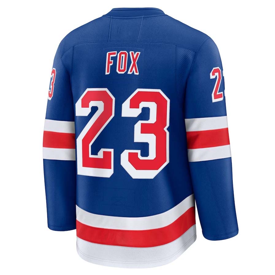 NY.Rangers #23 Adam Fox Supporters Home Premium Player Jersey - Blue Stitched American Hockey Jerseys hockey jersey product view 1