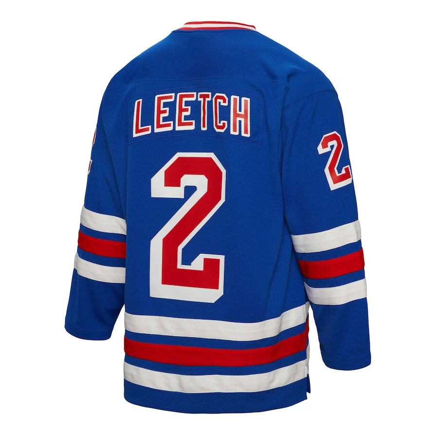 NY.Rangers #2 Brian Leetch Mitchell & Ness Alternate Captain Patch 1993-94 Blue Line Player Jersey - Blue Stitched American Hockey Jerseys hockey jersey product view 1