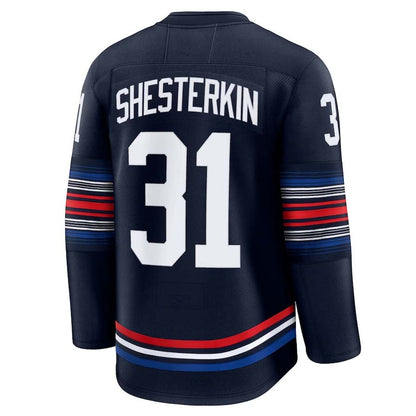 NY.Rangers #31 Igor Shesterkin Player Supporters Alternate Premium Jersey - Navy Stitched American Hockey Jerseys hockey jersey product view 1
