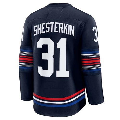 NY.Rangers #31 Igor Shesterkin Player Supporters Alternate Premium Jersey - Navy Stitched American Hockey Jerseys hockey jersey product view 1