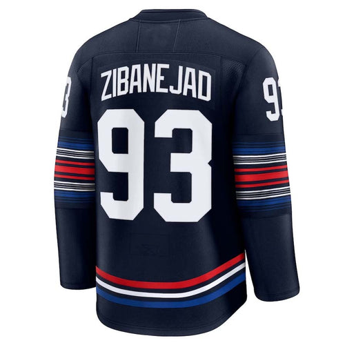 NY.Rangers #93 Mika Zibanejad Player Supporters Alternate Premium Jersey - Navy Stitched American Hockey Jerseys hockey jersey product view 1